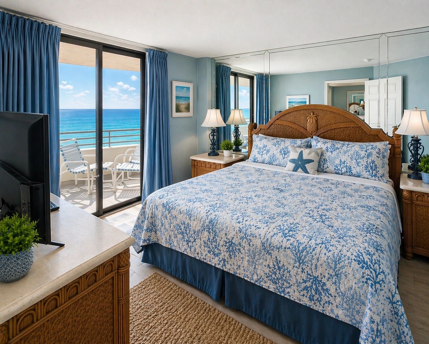 Unit 403 living room with direct ocean view